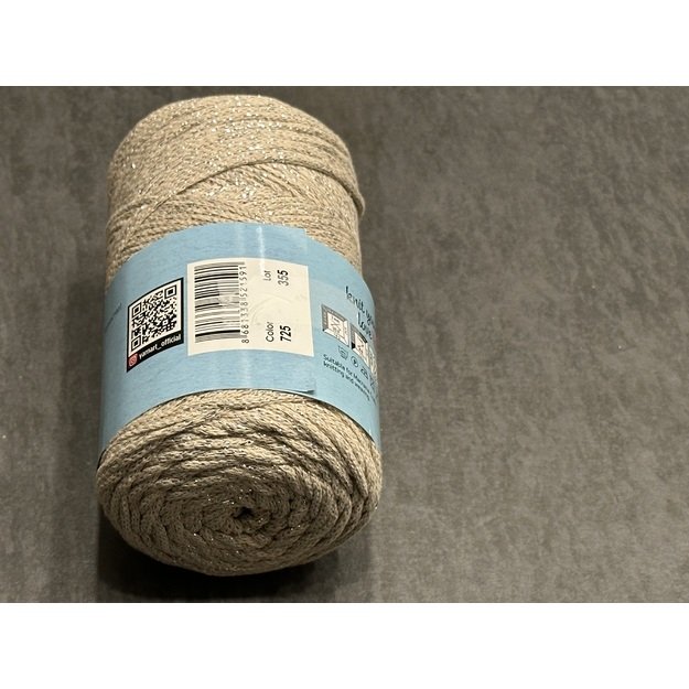 MACRAME COTTON LUREX Yarn Art- 75% cotton, 13% polyester, 12% metalic polyester, 250gr/ 205m. Nr 725