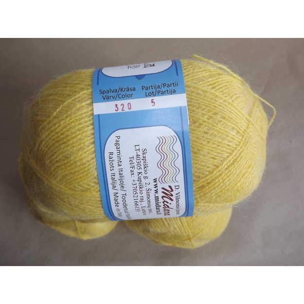 Angora2- 50% Mohair (moheris), 30% Acrylic ( akrilanas), 20% Virgin wool (jauna vilna), 100gr/ 750m, Nr 320