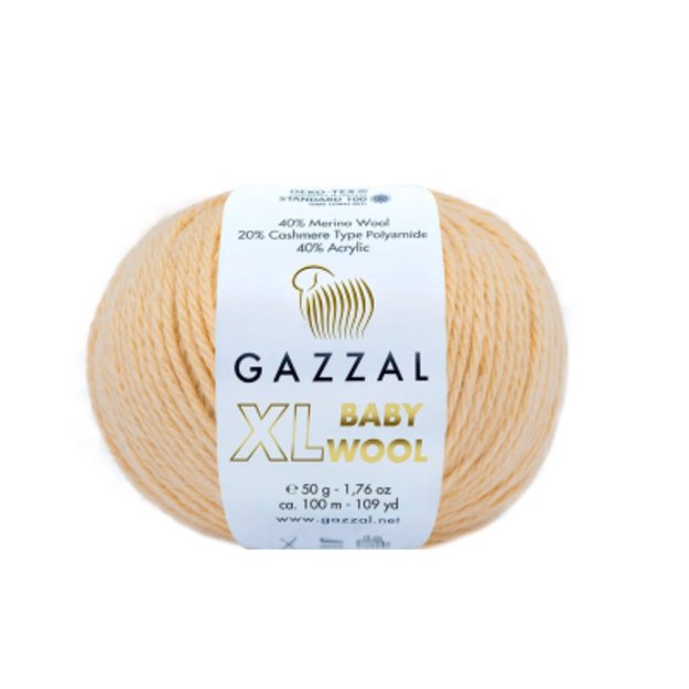 BABY WOOL XL Gazzal - 40% Acrylic,  20% Cashmere PA , 40% Lana Merino, 50 gr/ 100m, Nr 839