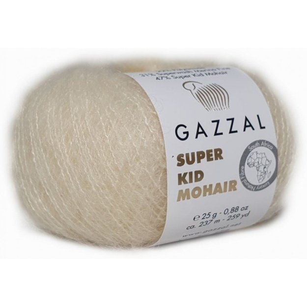 SUPER KID MOHAIR Gazzal- 22% polyamide, 31% superwash Merino fine, 47% super kid mohair, 25gr/ 237m, Nr 64408