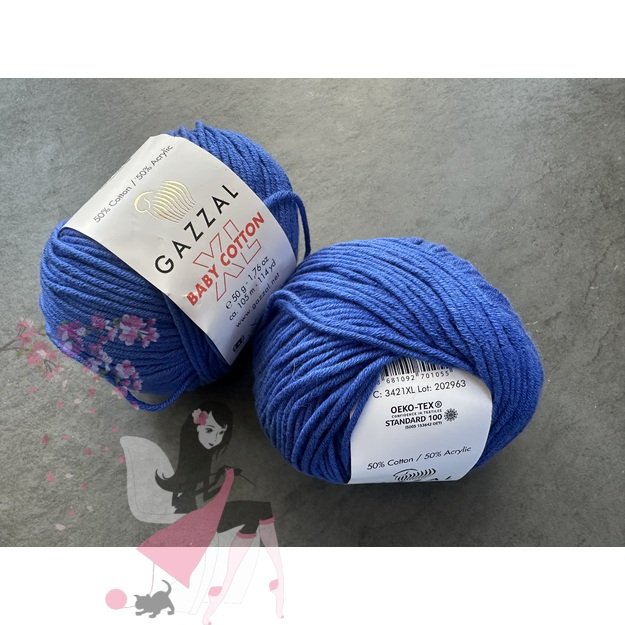 BABY COTTON XL Gazzal- 50% Cotton (medvilnė), 50% Acrylic (akrilas), 50 gr / 105 m, Nr 3421 2