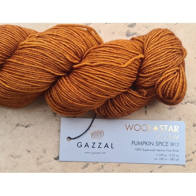 WOOL STAR Gazzal- 100% Superwash Merino Fine Wool, 100 gr/ 350m, Nr 3812