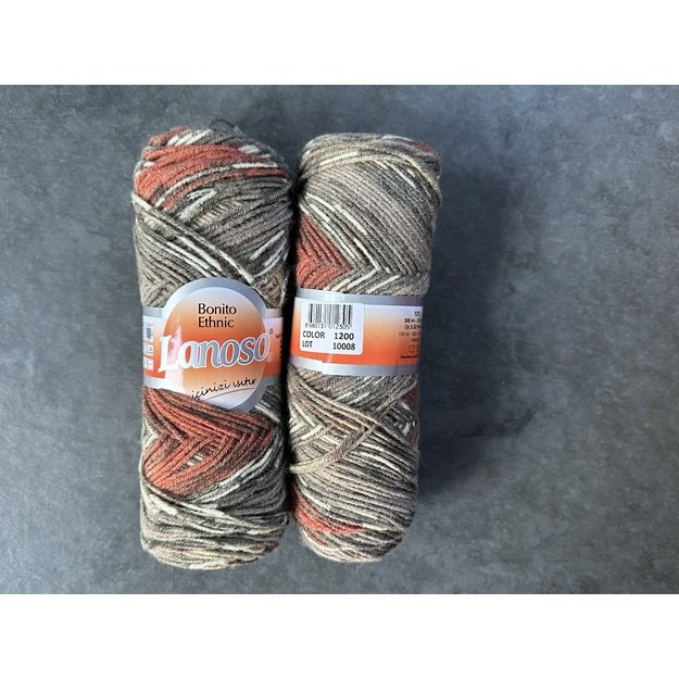 BONITO ETHNIC lanoso- 49% wool, 51% acrylic, 100gr/ 300m, Nr 1200