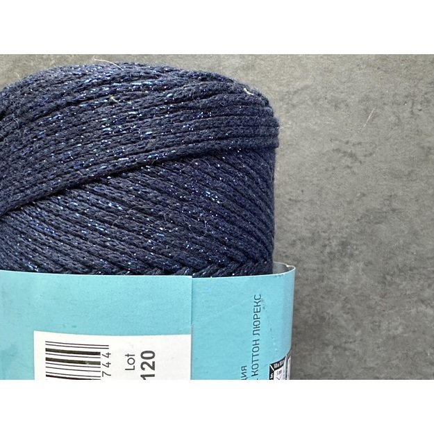 MACRAME COTTON LUREX Yarn Art- 75% cotton, 13% polyester, 12% metalic polyester, 250gr/ 205m. Nr 740