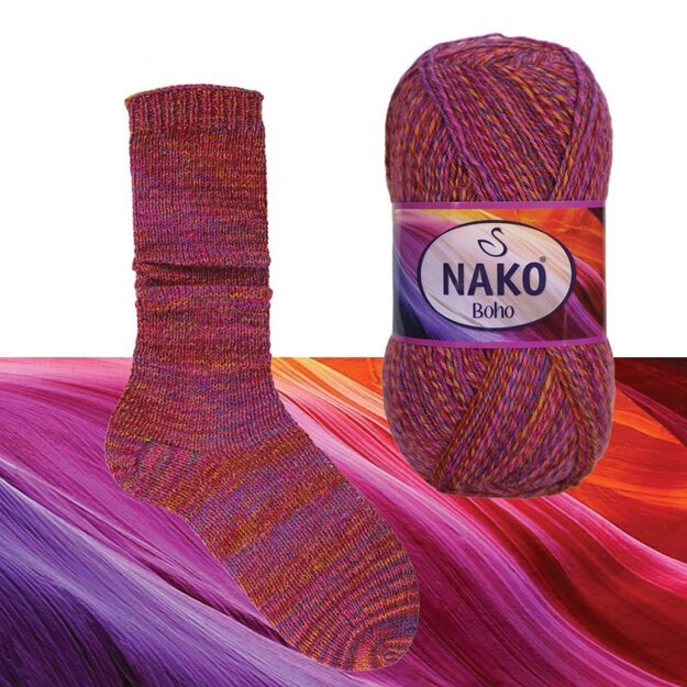 BOHO Nako- 75% wool, 25% polyamid, 100gr/ 400m, Nr 87720