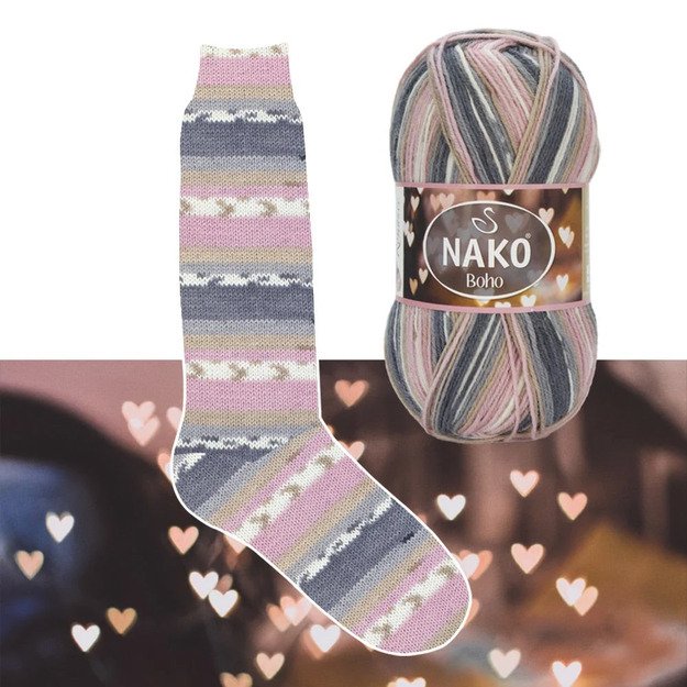 BOHO Nako- 75% wool, 25% polyamid, 100gr/ 400m, Nr 82265