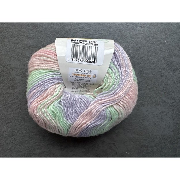 BABY WOOL Alize- 40% Wool, 40% Acrylic, 20% Bamboo, 50gr/ 175m, Nr 7258