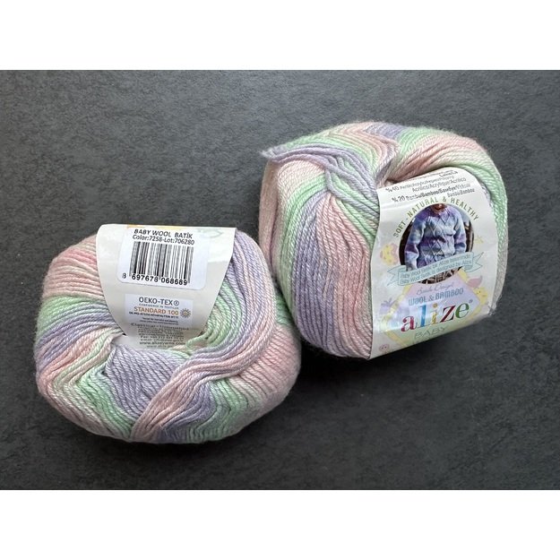 BABY WOOL Alize- 40% Wool, 40% Acrylic, 20% Bamboo, 50gr/ 175m, Nr 7258