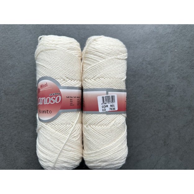 BONITO lanoso- 49% wool, 51% acrylic, 100gr/ 300m, Nr 901