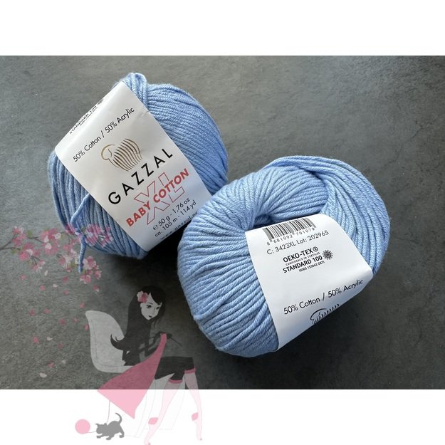 BABY COTTON XL Gazzal- 50% Cotton (medvilnė), 50% Acrylic (akrilas), 50 gr / 105 m, Nr 3423 1