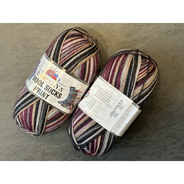 HIMALAYA WOOL SOCKS PRINT- 75% superwash merino, 25% polyamide, 100gr/ 400m, Nr S-29-03