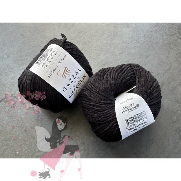 BABY COTTON XL Gazzal- 50% Cotton (medvilnė), 50% Acrylic (akrilas), 50 gr / 105 m, Nr 3433 2