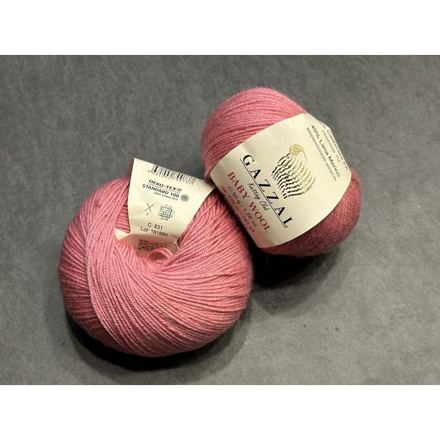 BABY WOOL Gazzal- 40% acrylic, 20% cashmere PA, 40% lana merino, 50gr/ 175m, Nr 831