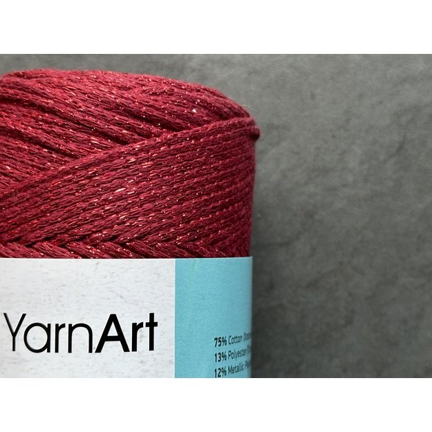 MACRAME COTTON LUREX Yarn Art- 75% cotton, 13% polyester, 12% metalic polyester, 250gr/ 205m. Nr 739