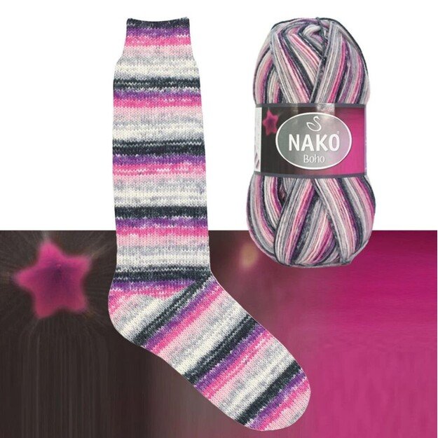 BOHO Nako- 75% wool, 25% polyamid, 100gr/ 400m, Nr 32612