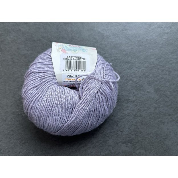 BABY WOOL Alize- 40% Wool, 40% Acrylic, 20% Bamboo, 50gr/ 175m, Nr 52