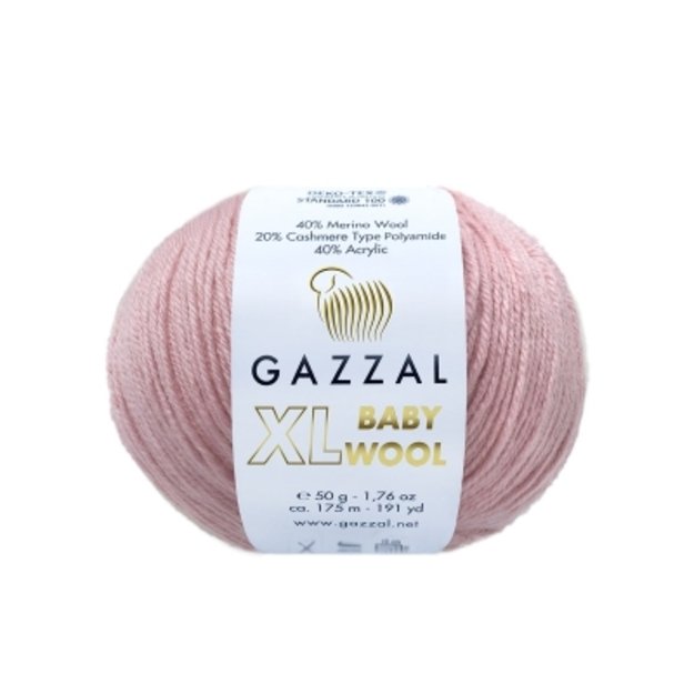 BABY WOOL XL Gazzal - 40% Acrylic,  20% Cashmere PA , 40% Lana Merino, 50 gr/ 100m, Nr 828