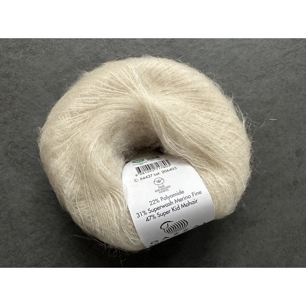 SUPER KID MOHAIR Gazzal- 22% polyamide, 31% superwash Merino fine, 47% super kid mohair, 25gr/ 237m, Nr 64437