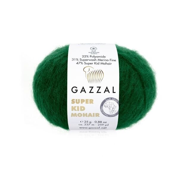 SUPER KID MOHAIR Gazzal- 22% polyamide, 31% superwash Merino fine, 47% super kid mohair, 25gr/ 237m, Nr 64428