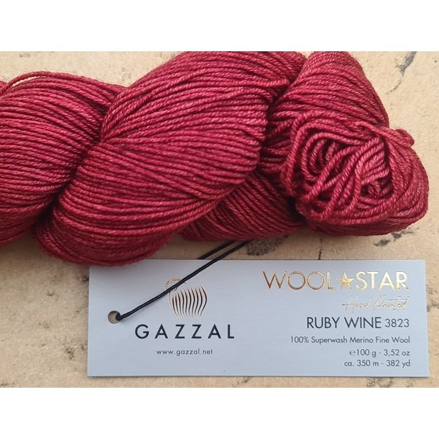 WOOL STAR Gazzal- 100% Superwash Merino Fine Wool, 100 gr/ 350m, Nr 3823