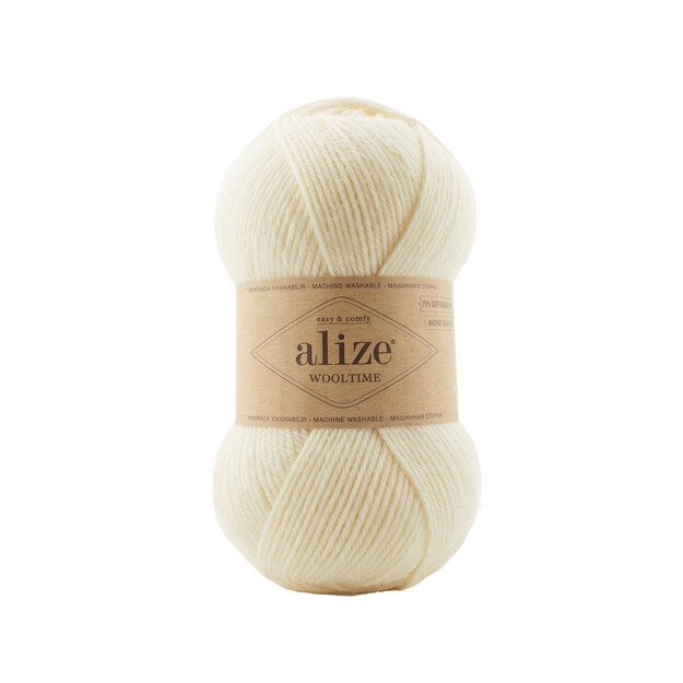 WOOLTIME Alize- 75% Superwash wool, 25% Polyamide, 100gr 200m, Nr 01