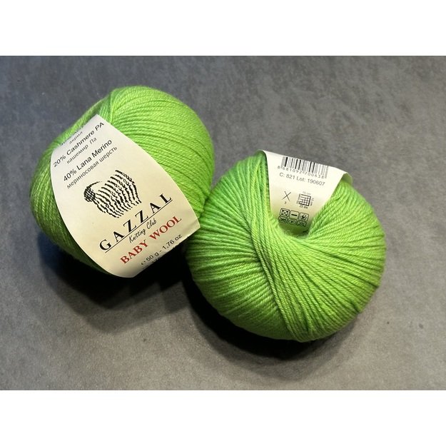 BABY WOOL Gazzal- 40% acrylic, 20% cashmere PA, 40% lana merino, 50gr/ 175m, Nr 821