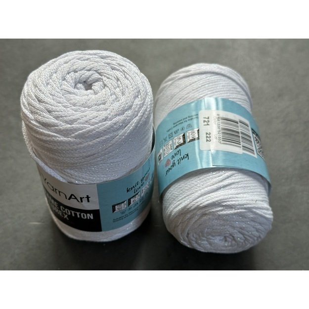 MACRAME COTTON LUREX Yarn Art- 75% cotton, 13% polyester, 12% metalic polyester, 250gr/ 205m. Nr 721