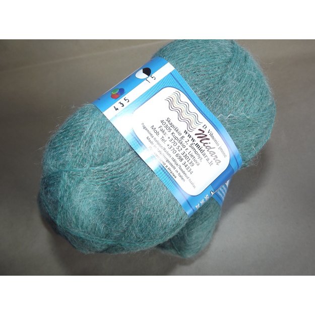 Angora2- 50% Mohair (moheris), 30% Acrylic ( akrilanas), 20% Virgin wool (jauna vilna), 100gr/ 750m, Nr 435