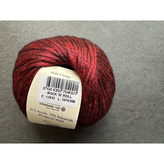 ROCK N ROLL- 9% merino wool, 21% acryli, 70% polyamide, 50gr/ 115m, Nr 12833