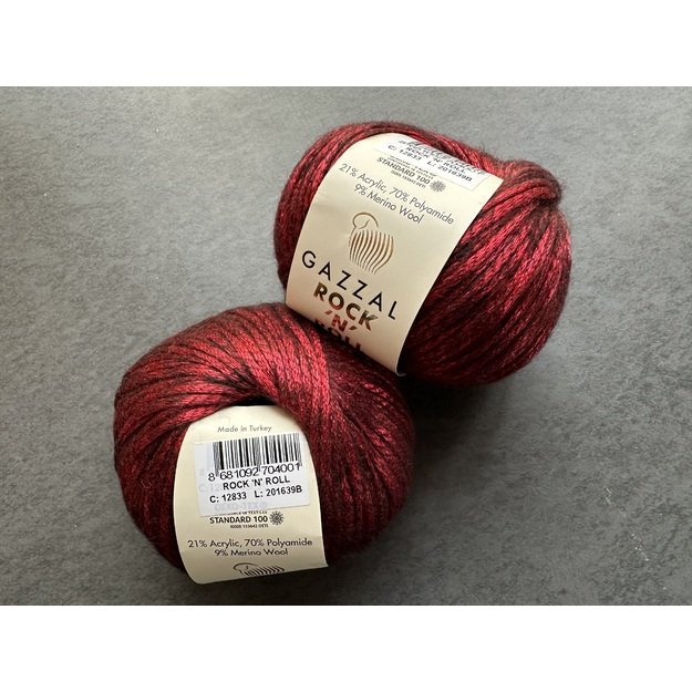 ROCK N ROLL- 9% merino wool, 21% acryli, 70% polyamide, 50gr/ 115m, Nr 12833