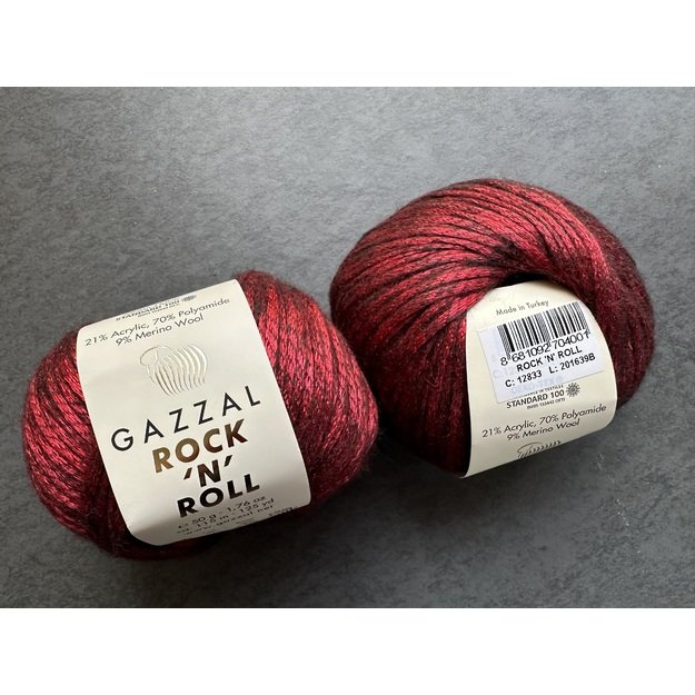 ROCK N ROLL- 9% merino wool, 21% acryli, 70% polyamide, 50gr/ 115m, Nr 12833