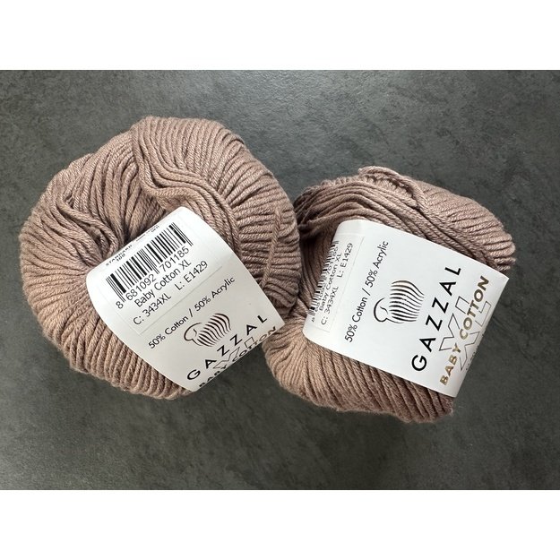 BABY COTTON XL Gazzal- 50% Cotton (medvilnė), 50% Acrylic (akrilas), 50 gr / 105 m, Nr 3434