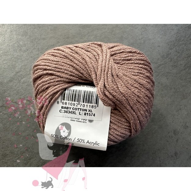 BABY COTTON XL Gazzal- 50% Cotton (medvilnė), 50% Acrylic (akrilas), 50 gr / 105 m, Nr 3434 1