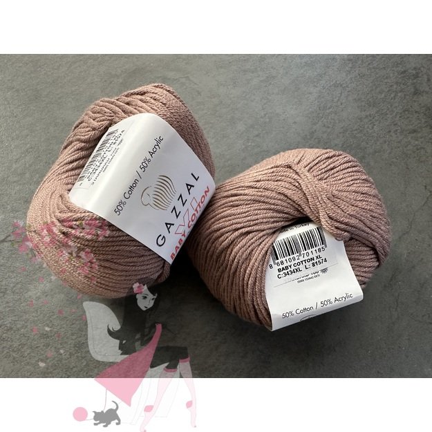 BABY COTTON XL Gazzal- 50% Cotton (medvilnė), 50% Acrylic (akrilas), 50 gr / 105 m, Nr 3434 2