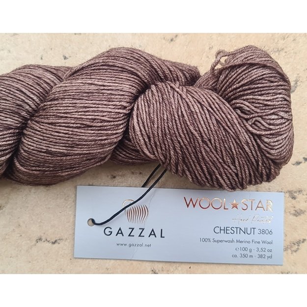 WOOL STAR Gazzal- 100% Superwash Merino Fine Wool, 100 gr/ 350m, Nr 3806