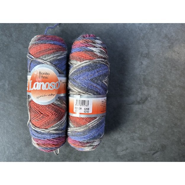 BONITO ETHNIC lanoso- 49% wool, 51% acrylic, 100gr/ 300m, Nr 1208
