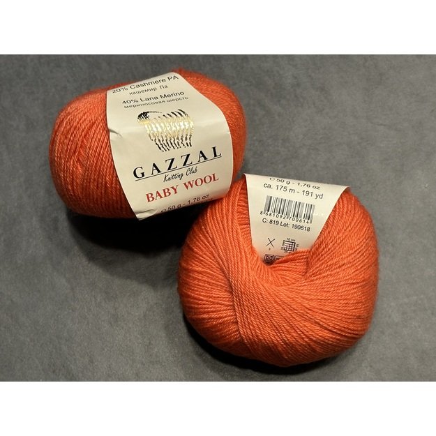 BABY WOOL Gazzal- 40% acrylic, 20% cashmere PA, 40% lana merino, 50gr/ 175m, Nr 819