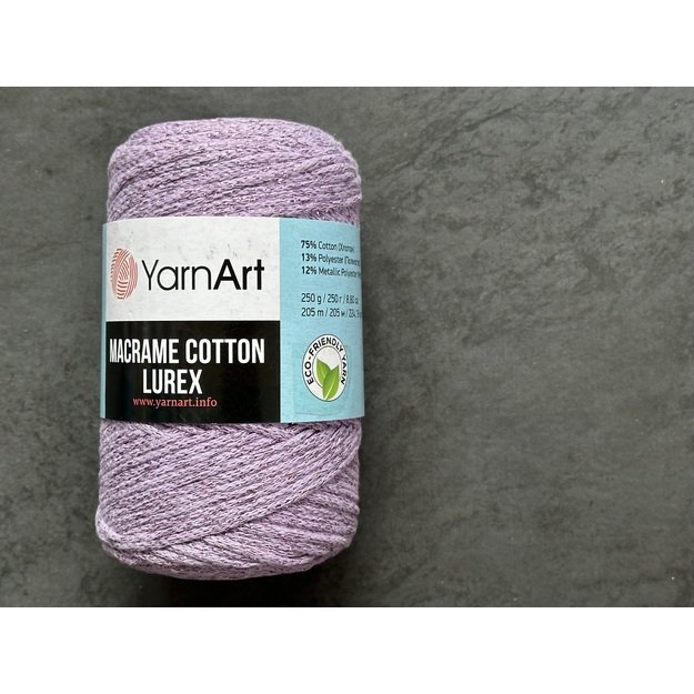 MACRAME COTTON LUREX Yarn Art- 75% cotton, 13% polyester, 12% metalic polyester, 250gr/ 205m. Nr 734