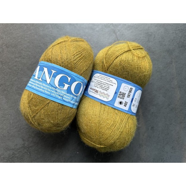 Angora2- 50% Mohair (moheris), 30% Acrylic ( akrilanas), 20% Virgin wool (jauna vilna), 100gr/ 750m, Nr 402