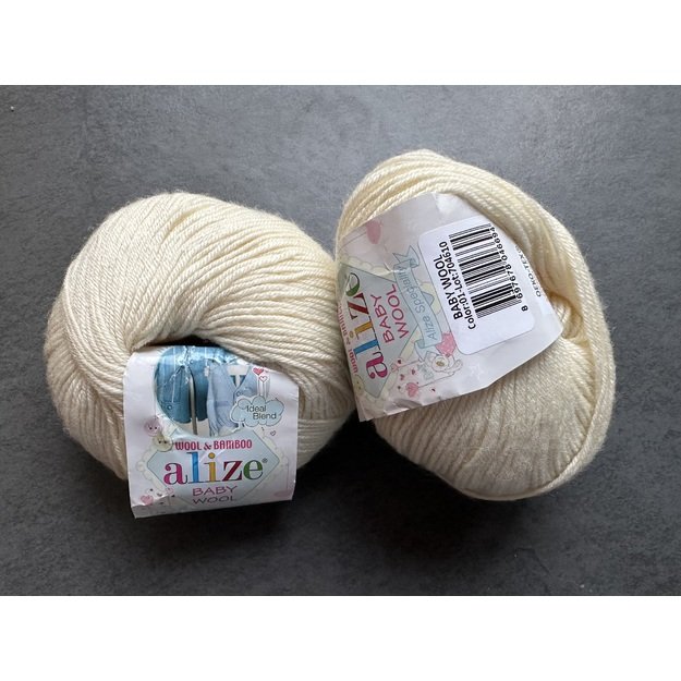 BABY WOOL Alize- 40% Wool, 40% Acrylic, 20% Bamboo, 50gr/ 175m, Nr 01