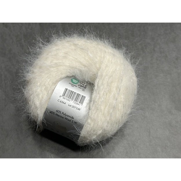 TEDDY Gazzal- 60% Polyamide, 40% Merino wool, 50gr/ 150m, Nr 6564-sniego balta