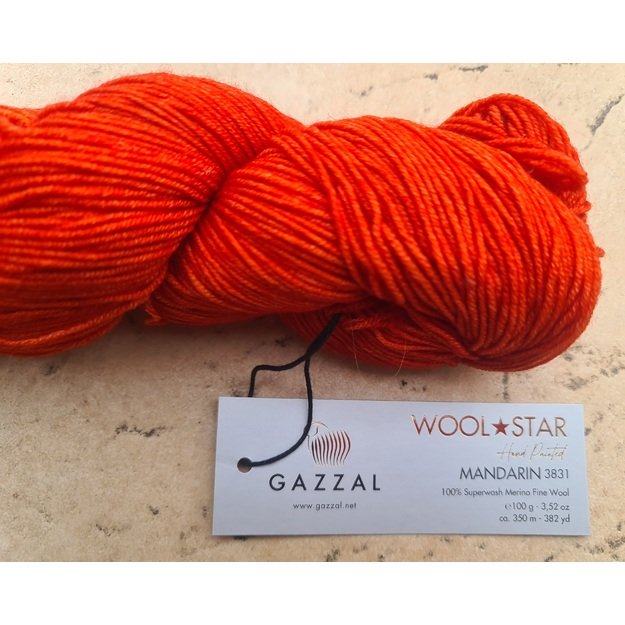 WOOL STAR Gazzal- 100% Superwash Merino Fine Wool, 100 gr/ 350m, Nr 3831