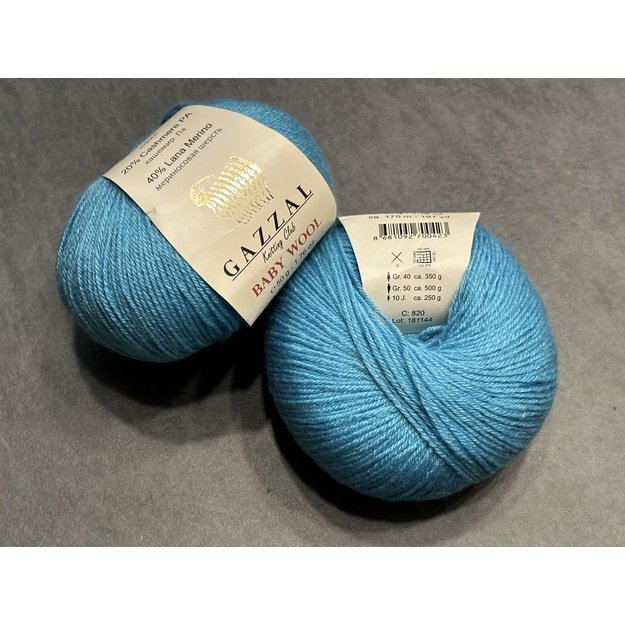 BABY WOOL Gazzal- 40% acrylic, 20% cashmere PA, 40% lana merino, 50gr/ 175m, Nr 820