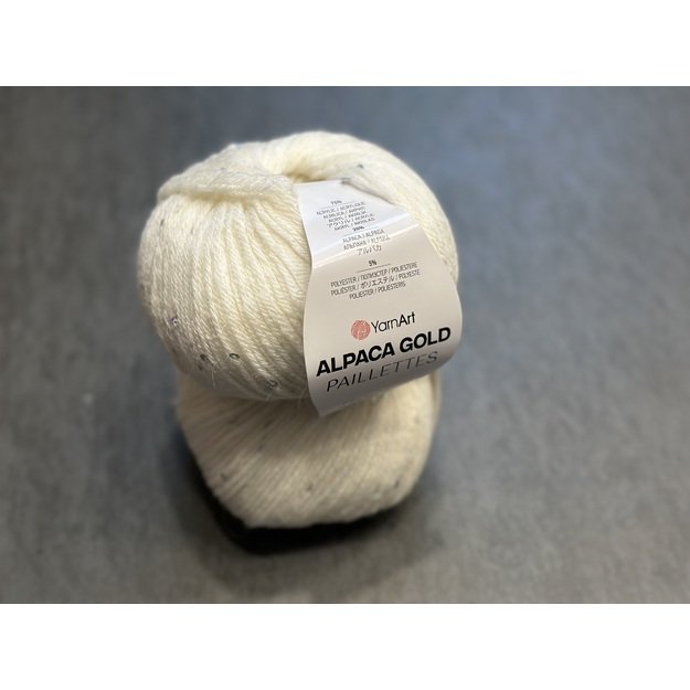 ALPACA GOLD PAILLETTES- 20% Alpaca, 75% Acrylic, 5% Polyester, 50 gr/ 180 m, Nr 9301