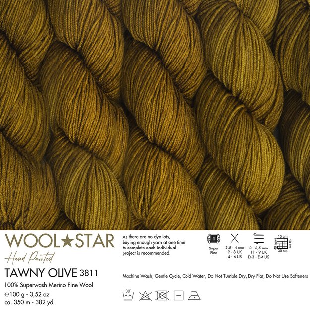 WOOL STAR Gazzal- 100% Superwash Merino Fine Wool, 100 gr/ 350m, Nr 3811