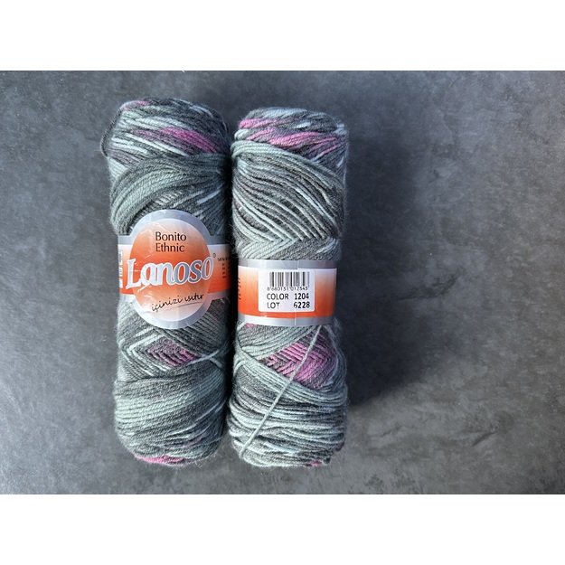 BONITO ETHNIC lanoso- 49% wool, 51% acrylic, 100gr/ 300m, Nr 1204