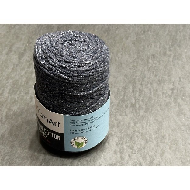 MACRAME COTTON LUREX Yarn Art- 75% cotton, 13% polyester, 12% metalic polyester, 250gr/ 205m. Nr 730