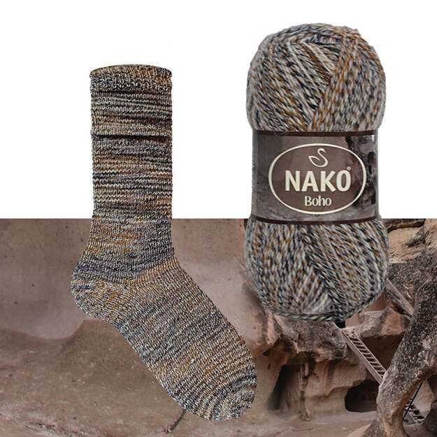 BOHO Nako- 75% wool, 25% polyamid, 100gr/ 400m, Nr 87728