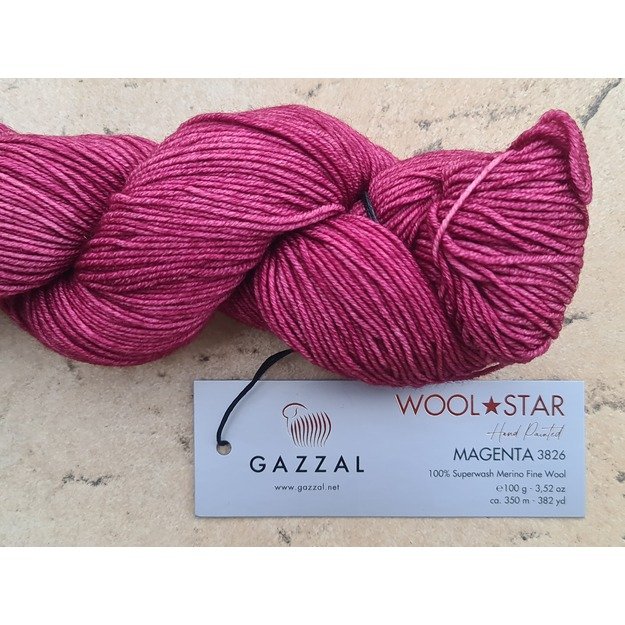 WOOL STAR Gazzal- 100% Superwash Merino Fine Wool, 100 gr/ 350m, Nr 3826