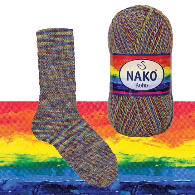 BOHO Nako- 75% wool, 25% polyamid, 100gr/ 400m, Nr 87727